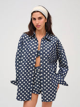 Women Dolly Dot Button-Down Top - Indigo