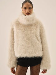 Women Arctic Faux Fur Pullover - Cream