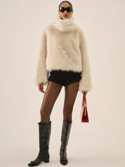 Women Arctic Faux Fur Pullover - Cream