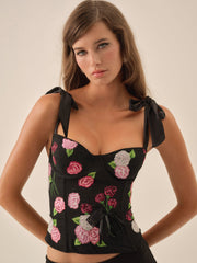 Women Midnight Garden Bustier - Black