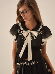Women Emmie Chiffon Top - Black