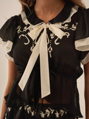 Women Emmie Chiffon Top - Black