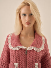 Women Tierra Knit Jacket - Dusty Rose