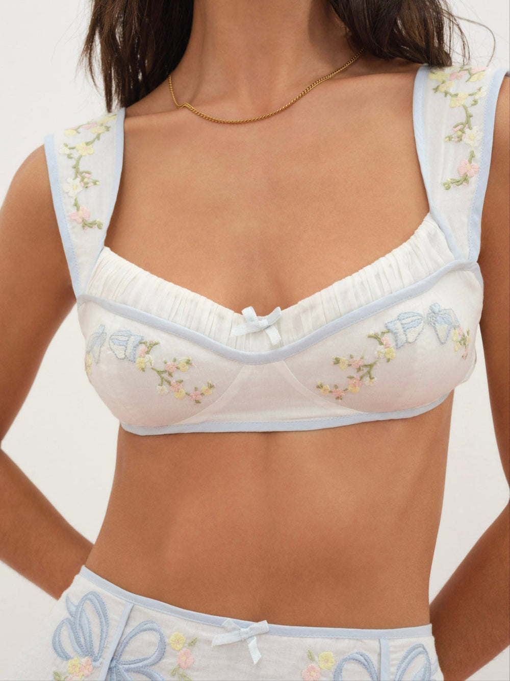 Women Baby Bows Bra Top - White