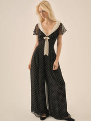 Women Dottie Dot Pantsuit - Black