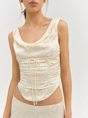 Women Carla Jacquard Corset Top - Cream
