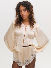 Women Betsy Bow Blouse - Pale Peach