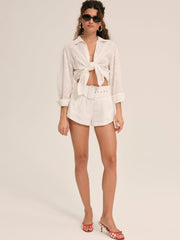 Women Handkerchief Button-Up Shirt - White