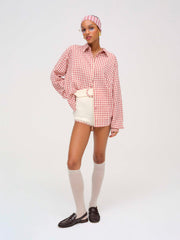 Women Georgia Gingham Button Down - Mauve