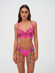 Women Tulip Rhinestone Bralette - Pink