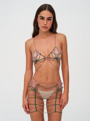 Women Tulip Rhinestone Bralette - Pink