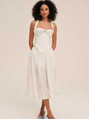 Women Tea Time Poplin Bustier - White