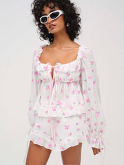 Women Fiona Floral Top - White