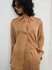 Women Clarabell Button Down Shirt - CAMEL