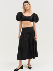 Women Helena Crop Poplin Top - Black