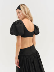 Women Helena Crop Poplin Top - Black