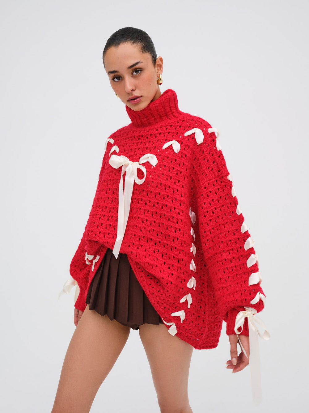Women Liberty Oversized Sweater - Red