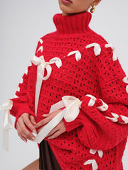Women Liberty Oversized Sweater - Red