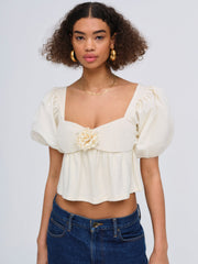 Women Valencia Top - Cream