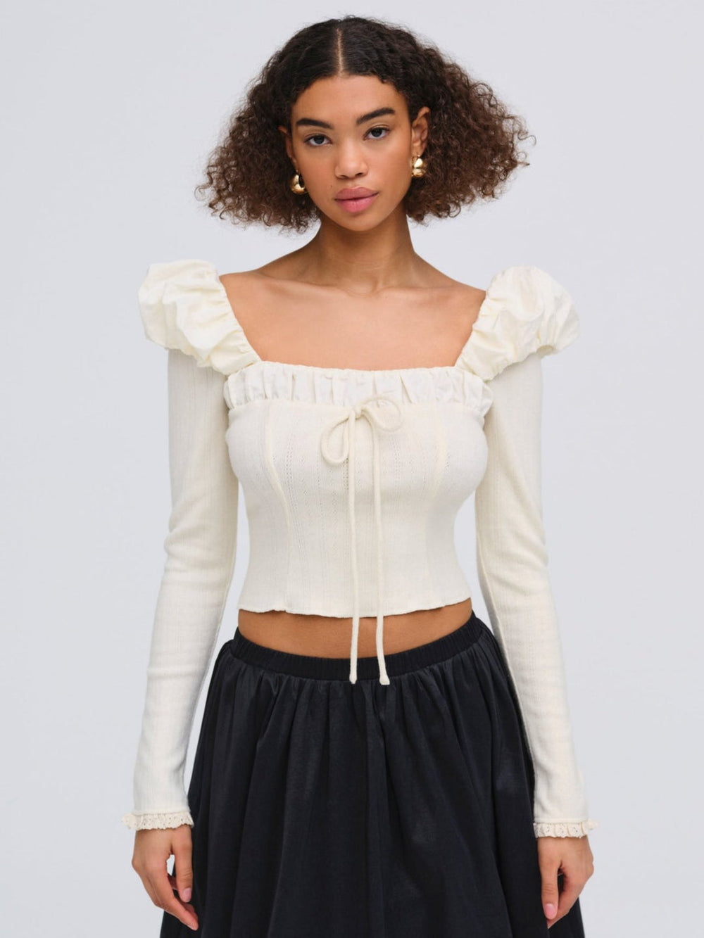 Women Aliyah Pointelle Top - Cream