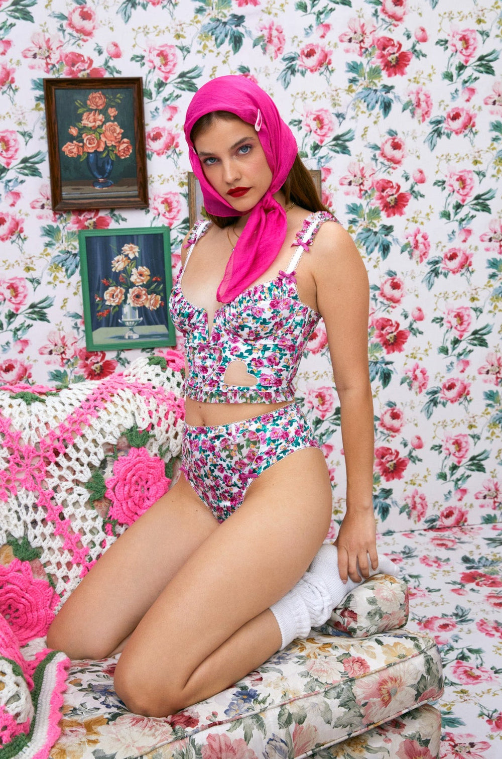 Women Heart Bloom Bustier - Pink