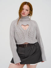 Women Vera Cropped Cut Out Sweater - Grey