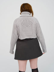 Women Vera Cropped Cut Out Sweater - Grey