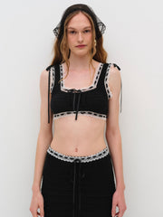 Women Mayfair Crochet Crop Top - Black