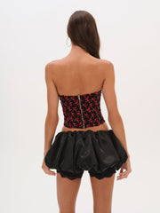 Women Berry Bud Bustier Top - Red