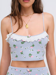 Women Amalia Knit Crop Top - Blue