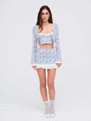 Women Amalia Knit Crop Top - Blue