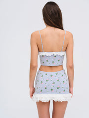 Women Amalia Knit Crop Top - Blue