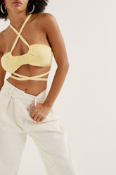 Women Jourdin Tie Crop Top - Yellow