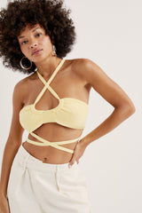 Women Jourdin Tie Crop Top - Yellow
