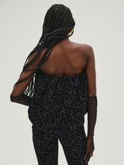 Women Midnight Velvet Bubble Top - Black