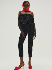 Women Midnight Velvet Bubble Top - Black
