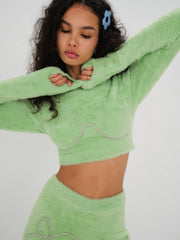 Women Reid Crop Sweater - Green