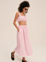 Women Ginny Gingham Crop Top - Pink