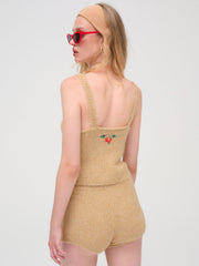 Women Grans Beaded Knit Tank - Tan