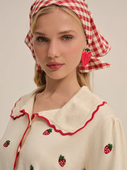 Women Strawberry Jam Cardigan - Cream