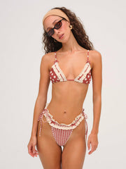 Women Dolly Dot Triangle Bikini Top - Red