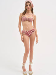 Women Gingham Bandeau Bikini Top - Red