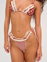Women Gingham Bikini Bottom - Red