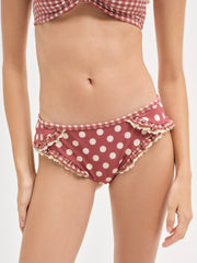 Women Dolly Dot Bikini Bottom - Red