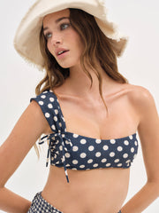 Women Dolly Dot One-Shoulder Bikini Top - Blue