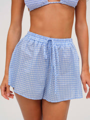 Women Gingham Shorts - Blue