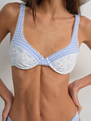 Women Floral Stems Underwire Bikini Top - White