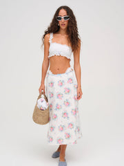 Women Daisy Eyelet One-Shoulder Bikini Top - White