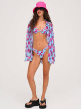 Women Floral Stems Button-Down Top - Blue