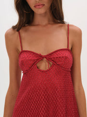 Women Glitter Slip Dress - Red